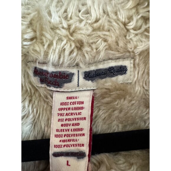 Vintage Y2K Abercrombie & Fitch Tan Corduroy Jacket With Faux Shearling Lining S - Picture 4 of 4